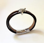 Bracelet homme cuirs et métal tortue ethnique