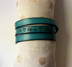 Bracelet mixte triple tour de cuir bohème - gravure personnalisée